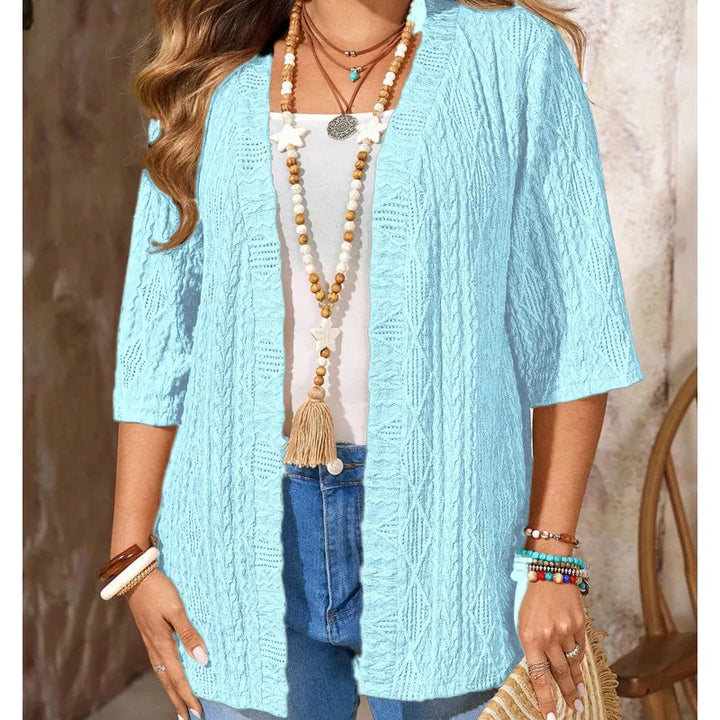 Delienne - Strickjacke mit softem Griff und Ajourmuster