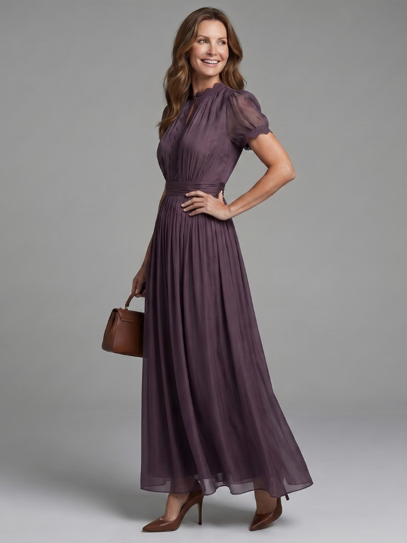 Jovelle - Soft-Touch Plissé-Maxikleid