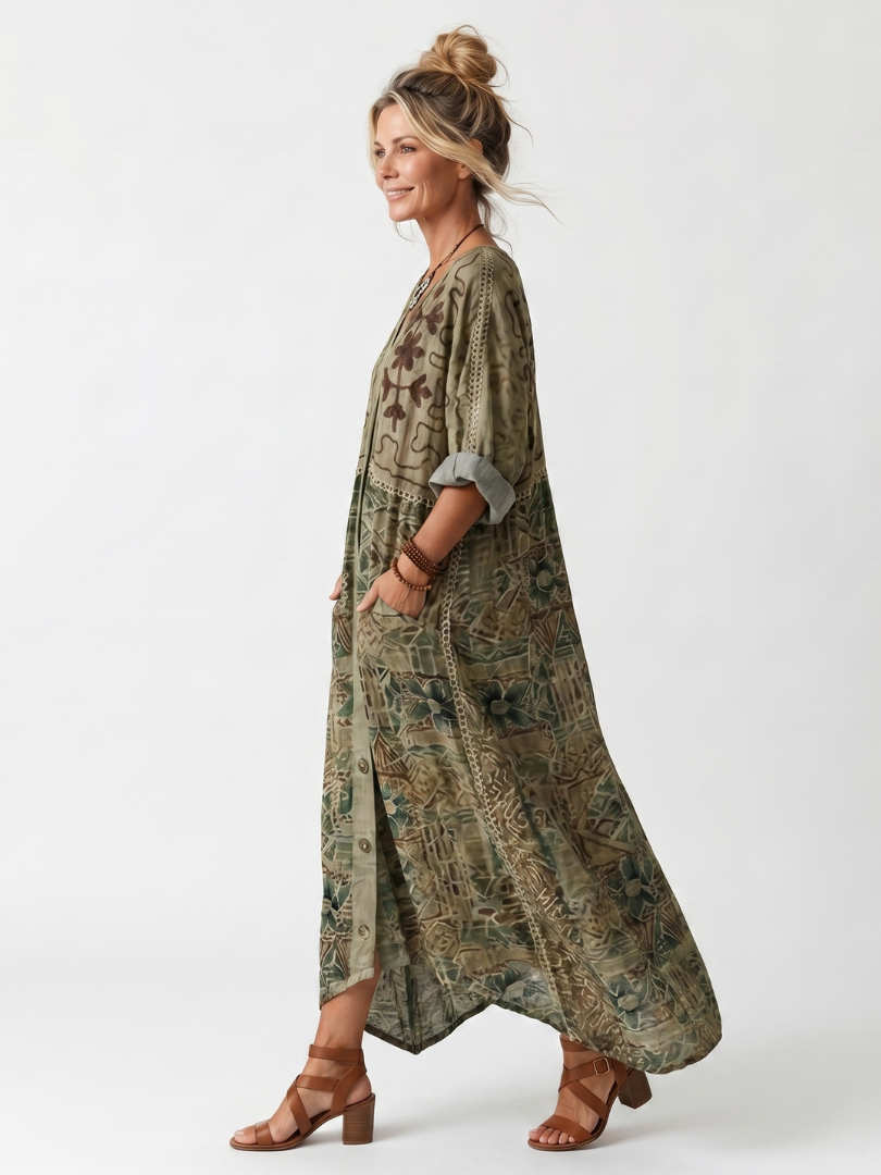Roselisse - Leichtes Midikleid mit Knopfverschluss