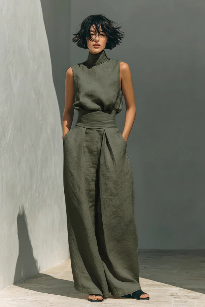 Nerina - Ärmelloser Jumpsuit mit weitem Bein