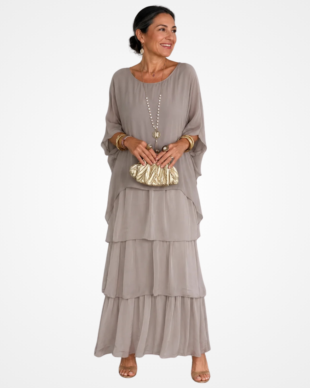 Sylvia - Fließendes Soft-Touch-Maxikleid