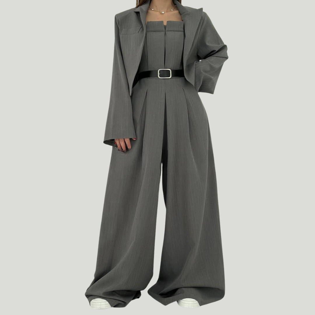 Lorayae - Soft-Touch Set aus weit geschnittenem Jumpsuit und Jacke