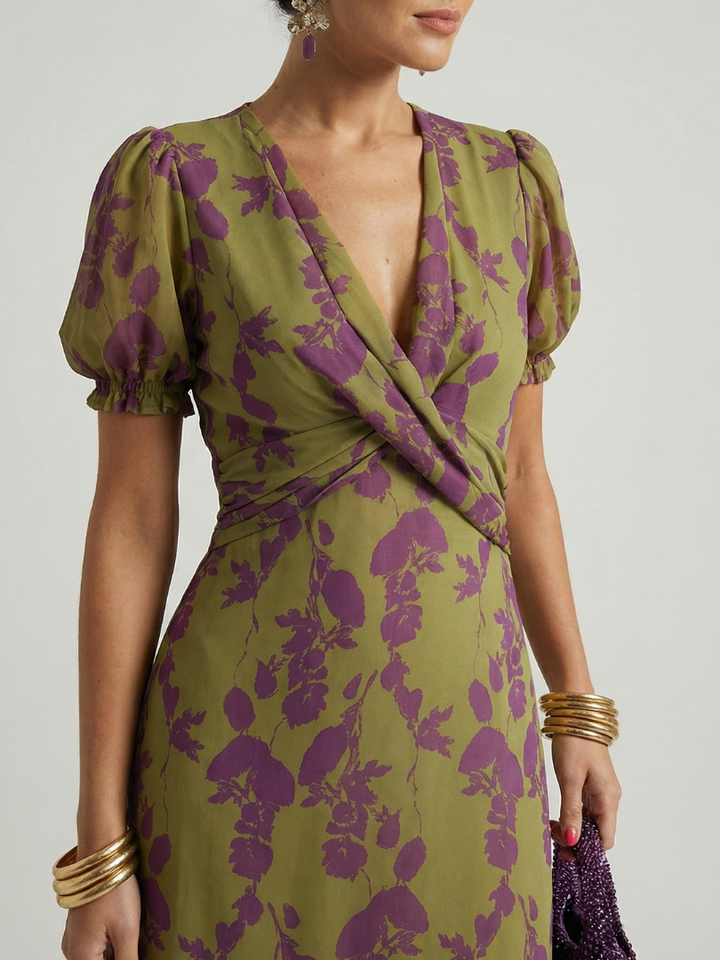 Odetta - Florales Midi-Wickelkleid mit weicher Haptik