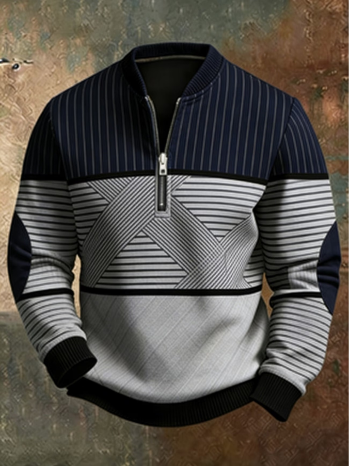 Gaelvick - Pullover mit kontrastierendem Muster und 1/4-Reißverschluss