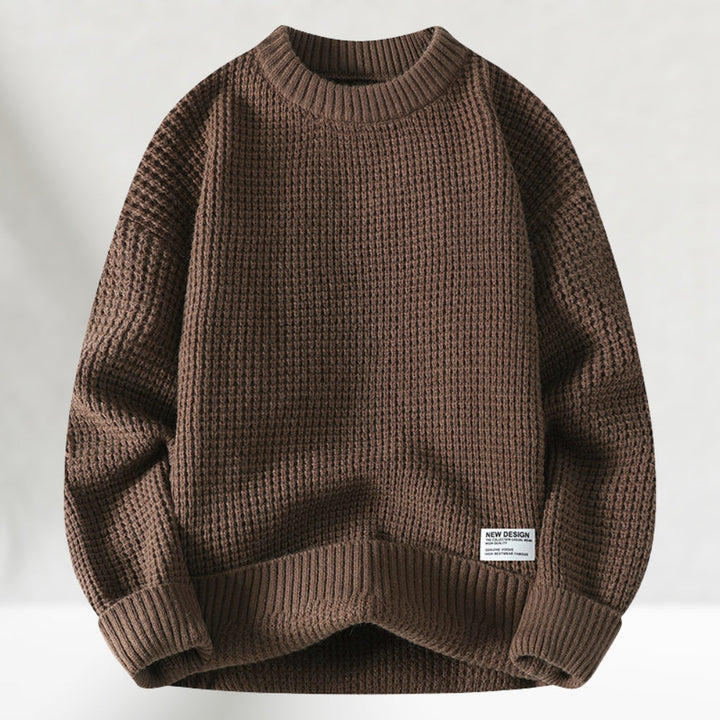 Eldric - Rundhals-Pullover aus Waffelstrick