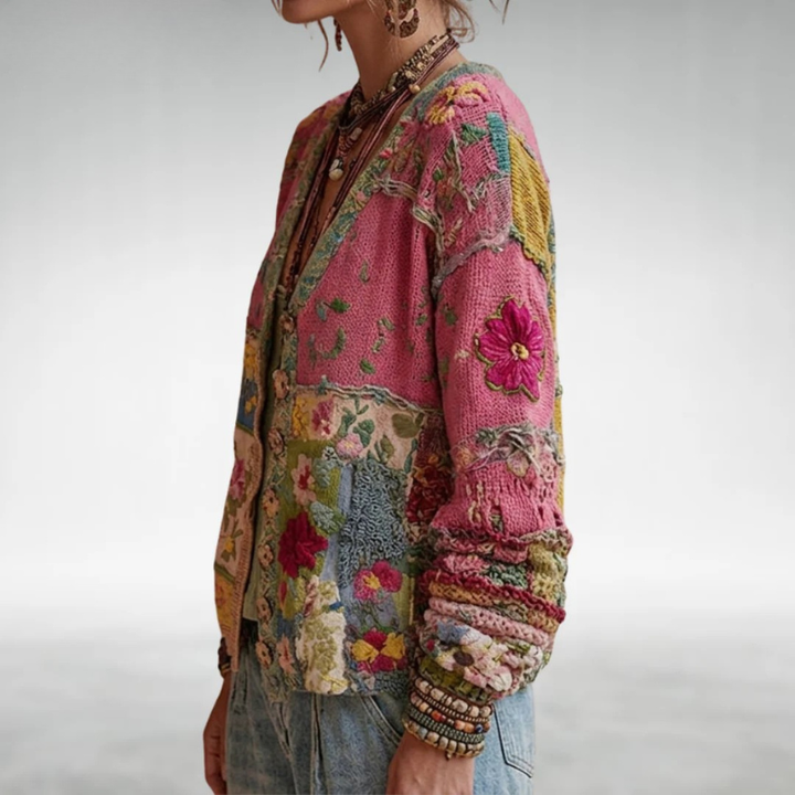 Celestara - Weicher Patchwork-Cardigan