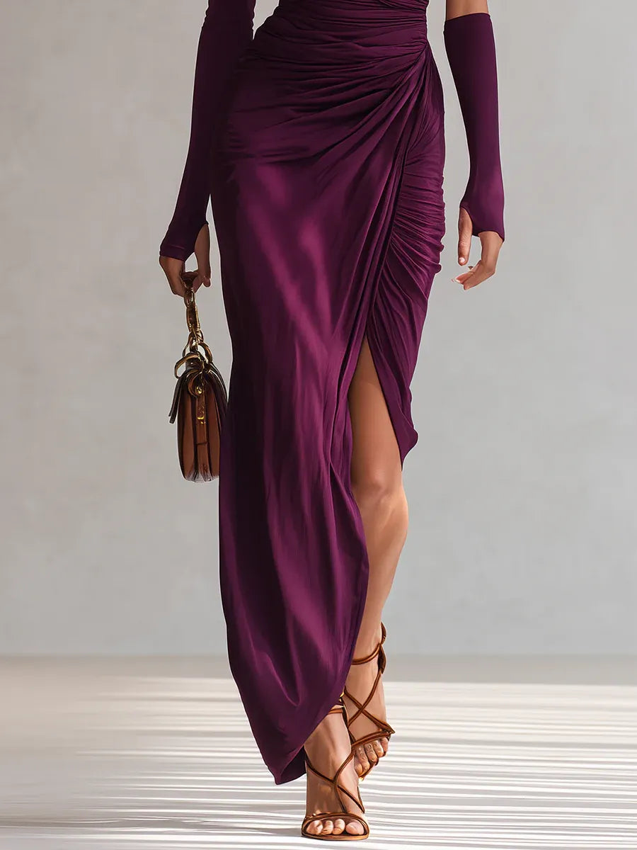 Viala - Weichgriffiges One-Shoulder-Maxikleid