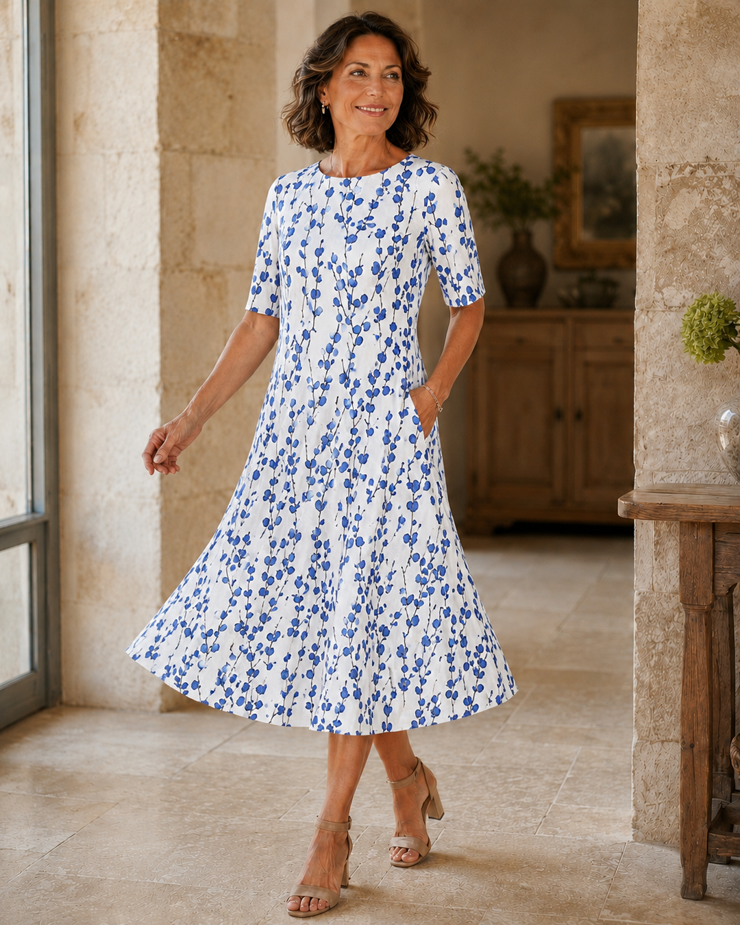 Hestia - Soft-Touch-Midikleid mit Blumenprint