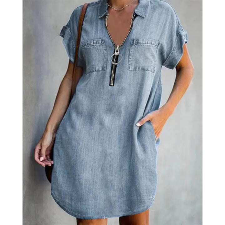 Genevalle - Lässiges Chambray-Kleid mit Taschen