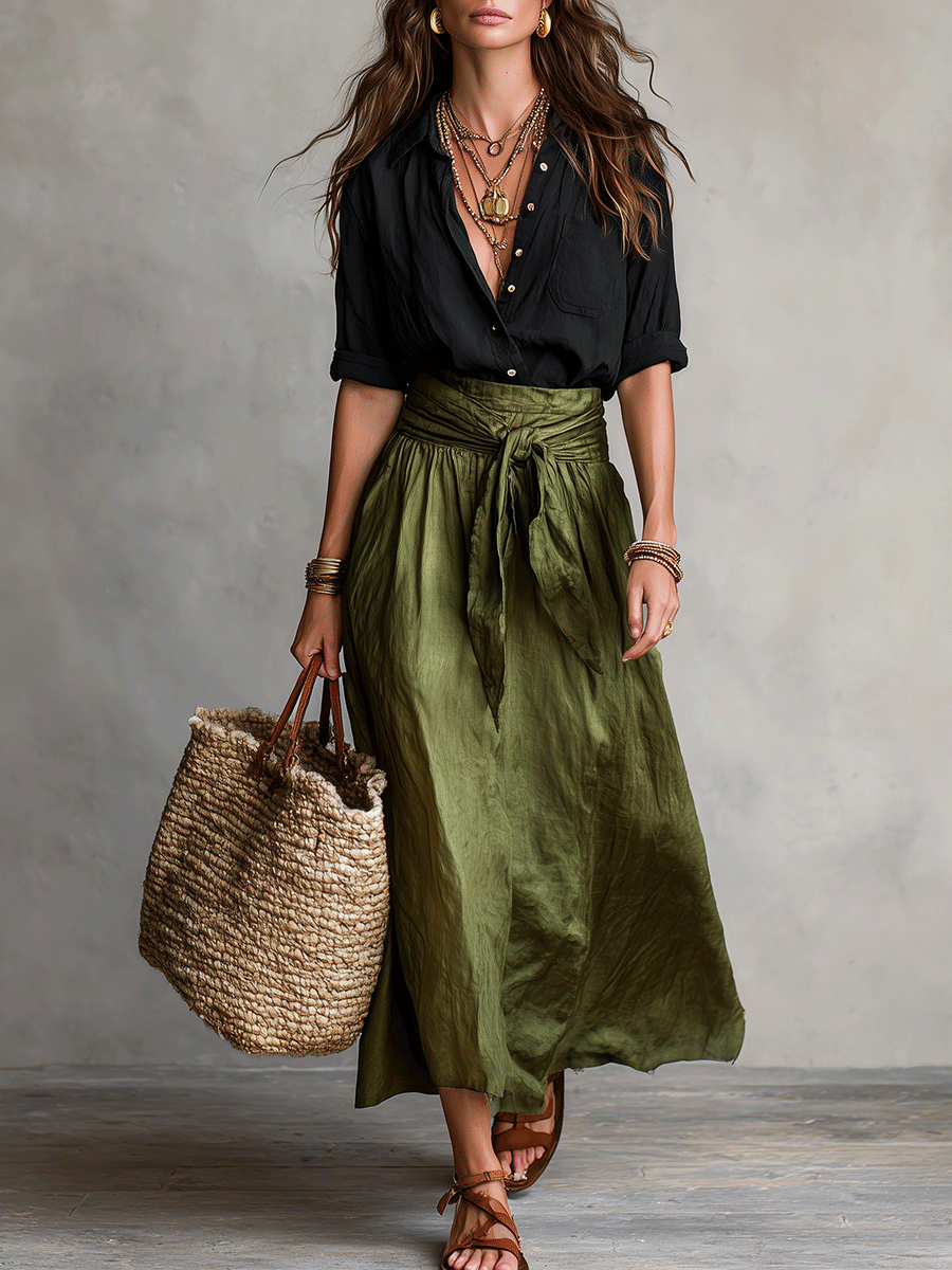 Estella - Elegantes Blusen- und Midirock-Set