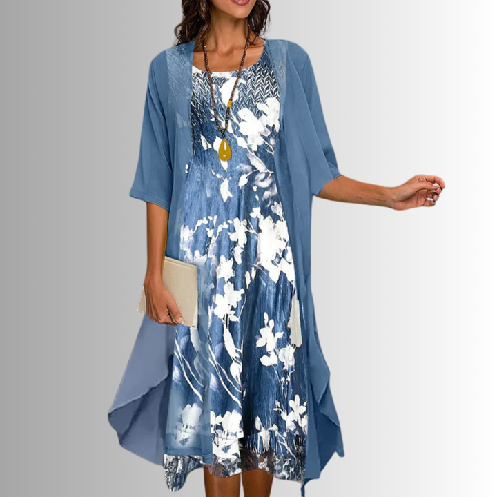 Delavelle - Elegantes Midi-Kleid-Set im Lagenlook