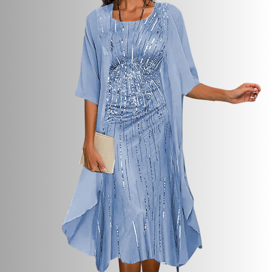 Delavelle - Elegantes Midi-Kleid-Set im Lagenlook