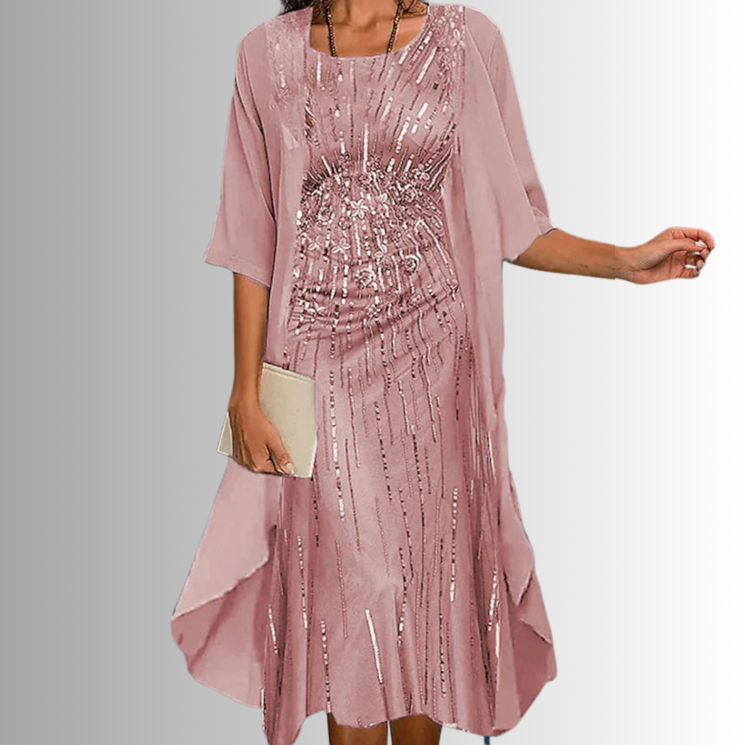 Delavelle - Elegantes Midi-Kleid-Set im Lagenlook