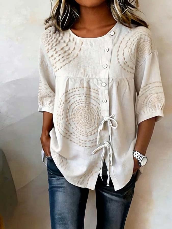 Kalliope - Legere Bluse mit durchgehender Knopfleiste