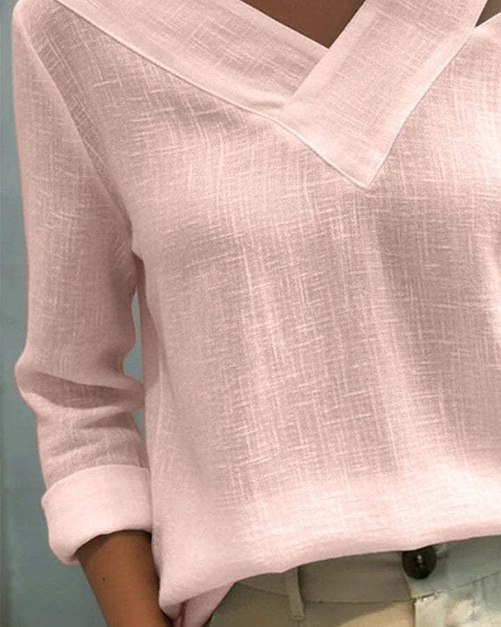 Calira - Schulterfreies Soft-Touch-Top mit V-Ausschnitt