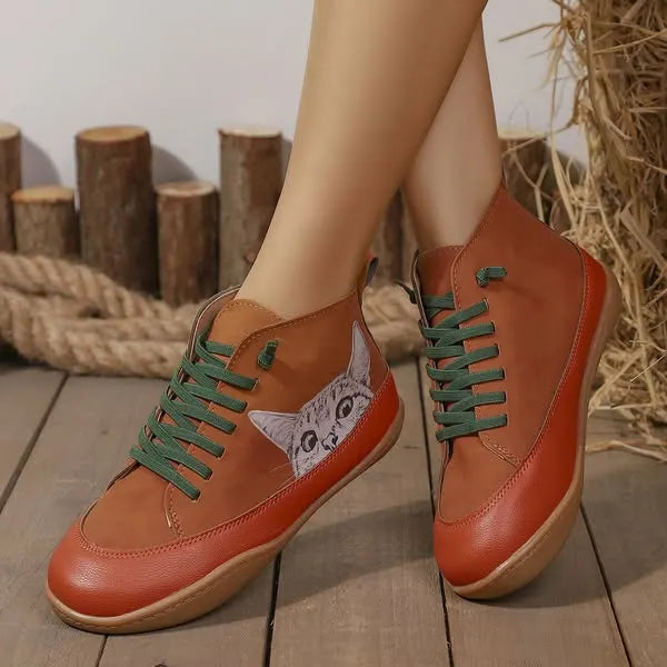 Zorelle - Komfortable Stiefeletten mit Katzenmotiv