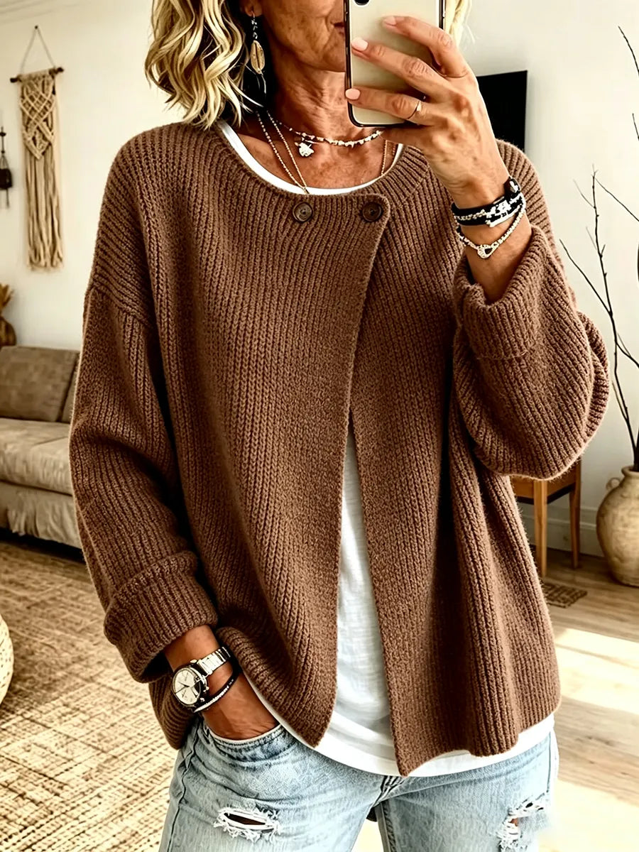 Anisa - Locker geschnittener Strick-Cardigan mit Knopf-Details