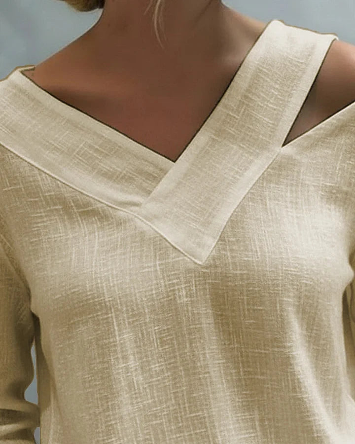 Calira - Schulterfreies Soft-Touch-Top mit V-Ausschnitt
