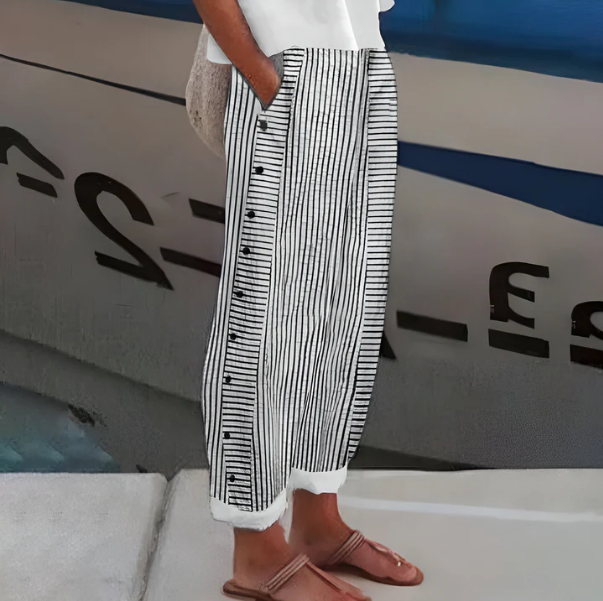 Yareli - Gestreifte Wide-Leg-Hose