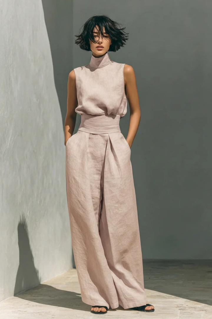 Nerina - Ärmelloser Jumpsuit mit weitem Bein
