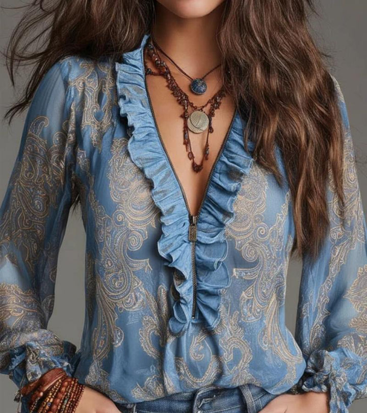 Taviana - Bluse mit weicher Haptik und Rüschen-Details