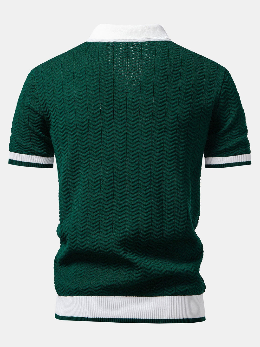 Arleno - Strukturiertes Strickpoloshirt mit V-Ausschnitt