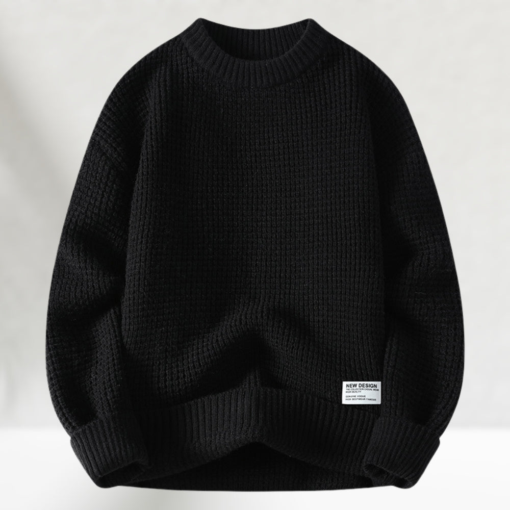 Eldric - Rundhals-Pullover aus Waffelstrick