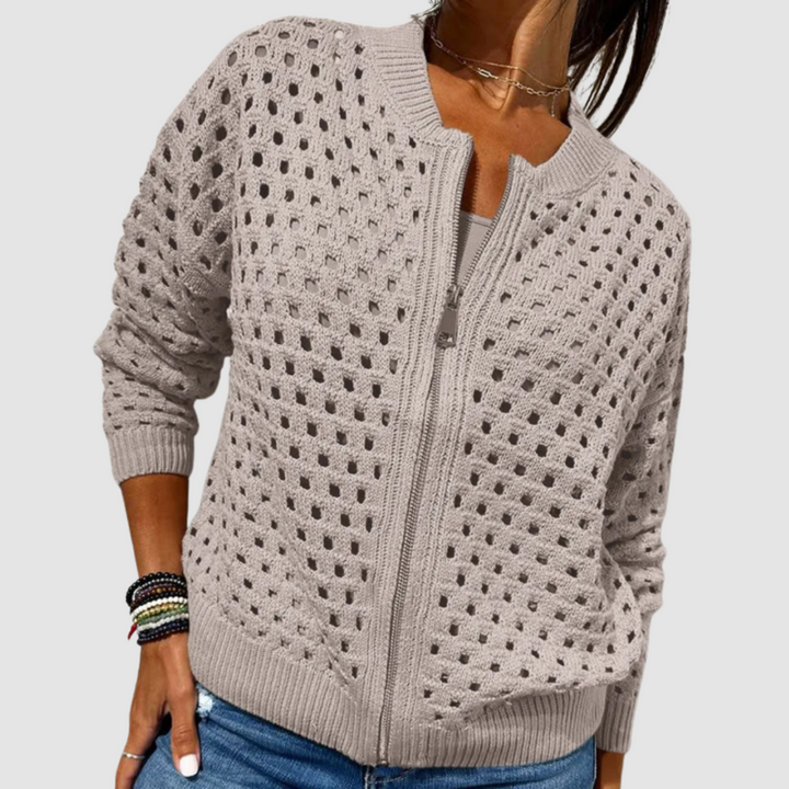 Kaelina - Weiche Strickjacke mit Reißverschluss