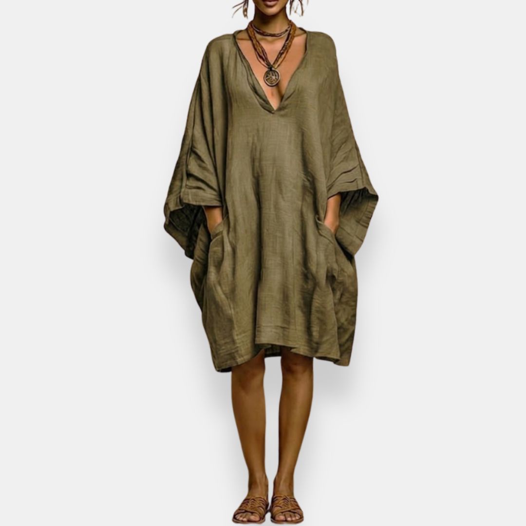 Cleo - Luftiges Batwing-Kleid mit V-Ausschnitt