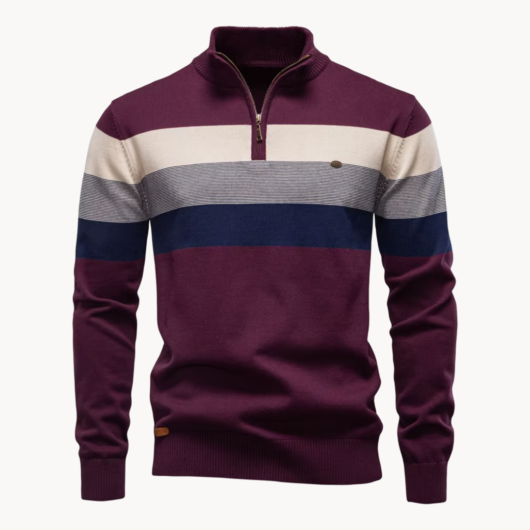 Sylvar - Stretchstrick-Viertelreißverschluss-Pullover