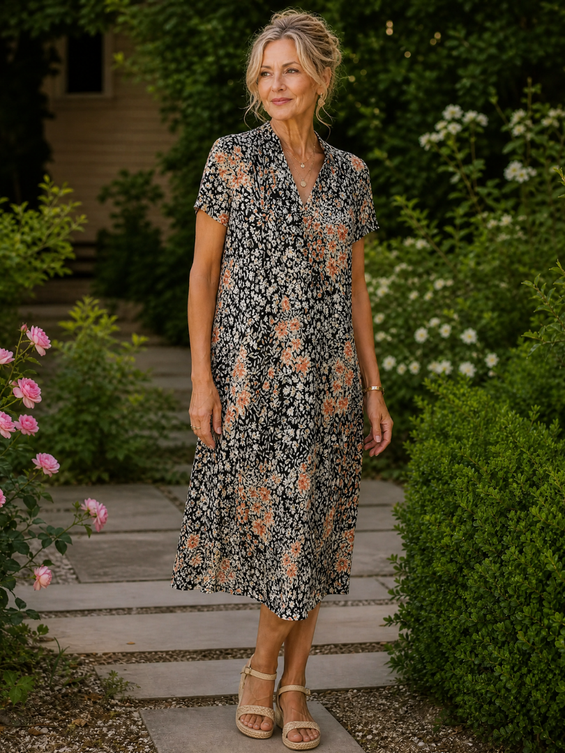 Genevieve - fließendes Midi-Hemdblusenkleid