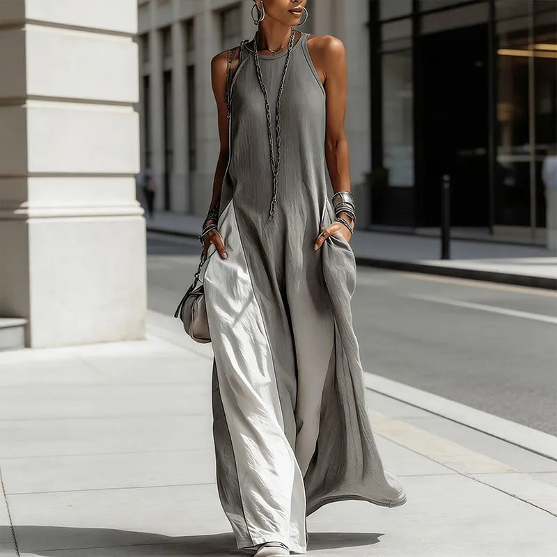 Zarella - Soft-Touch-Farbblock-Maxikleid