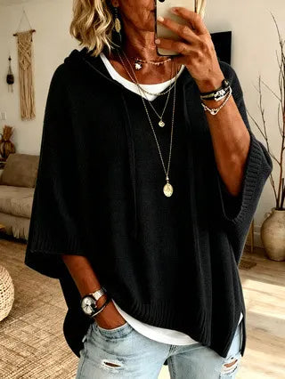 Celandria - Oversized Kurzarm-Hoodie in Soft-Touch-Qualität
