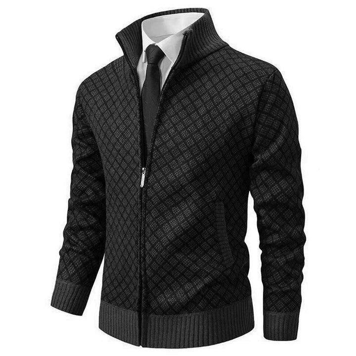 Aris - Gemusterte Strickjacke mit durchgehendem Reißverschluss