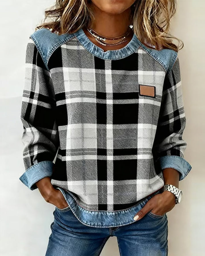 Adair - Lässiges Karo-Sweatshirt mit Rundhalsausschnitt