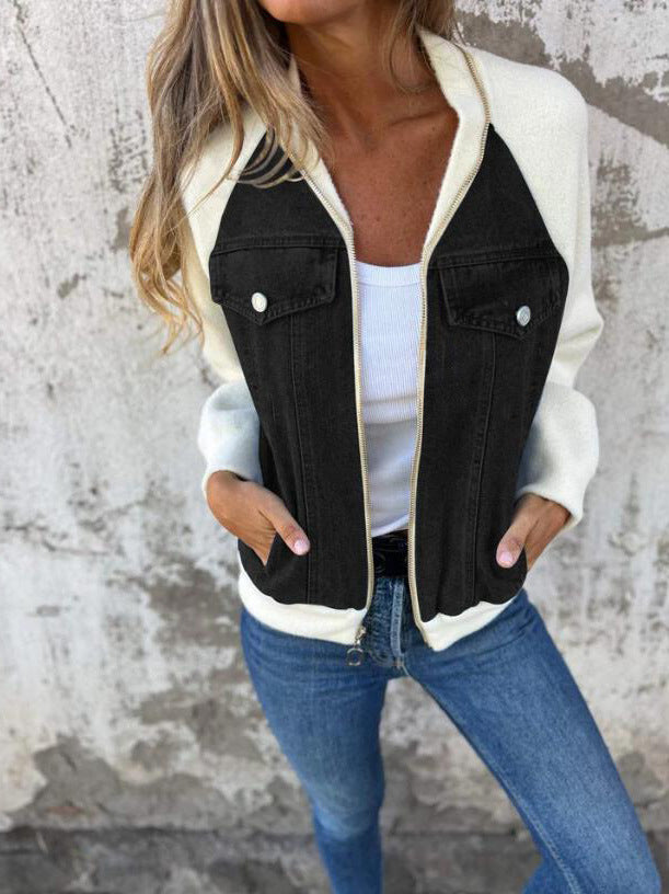 Alinique - Weiche Bomberjacke aus Strick-Denim