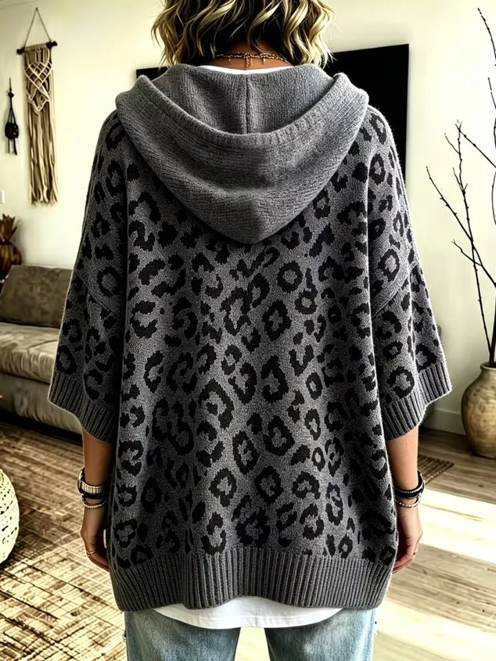 Jocasta - Oversize-Strickpullover mit Leopardenmuster