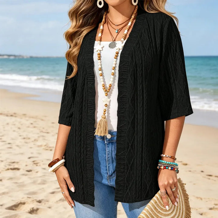 Delienne - Strickjacke mit softem Griff und Ajourmuster