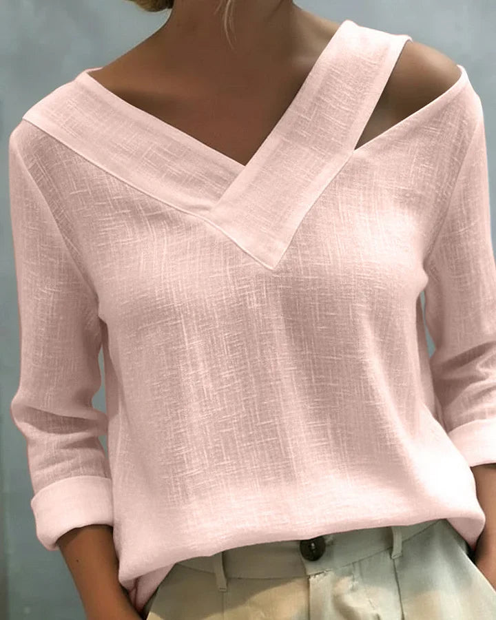Calira - Schulterfreies Soft-Touch-Top mit V-Ausschnitt