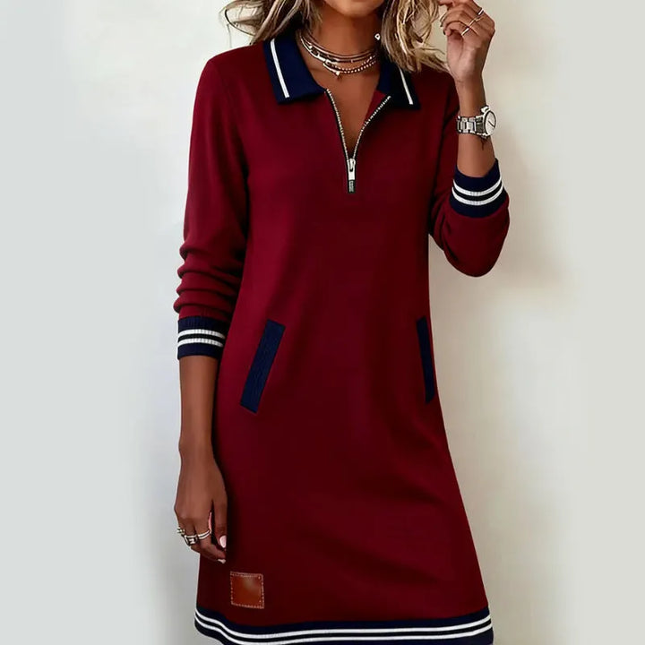 Caelyn - Soft-Touch-Polokleid mit Viertelreißverschluss