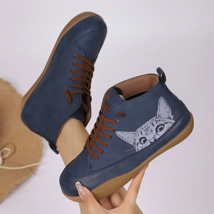 Zorelle - Komfortable Stiefeletten mit Katzenmotiv