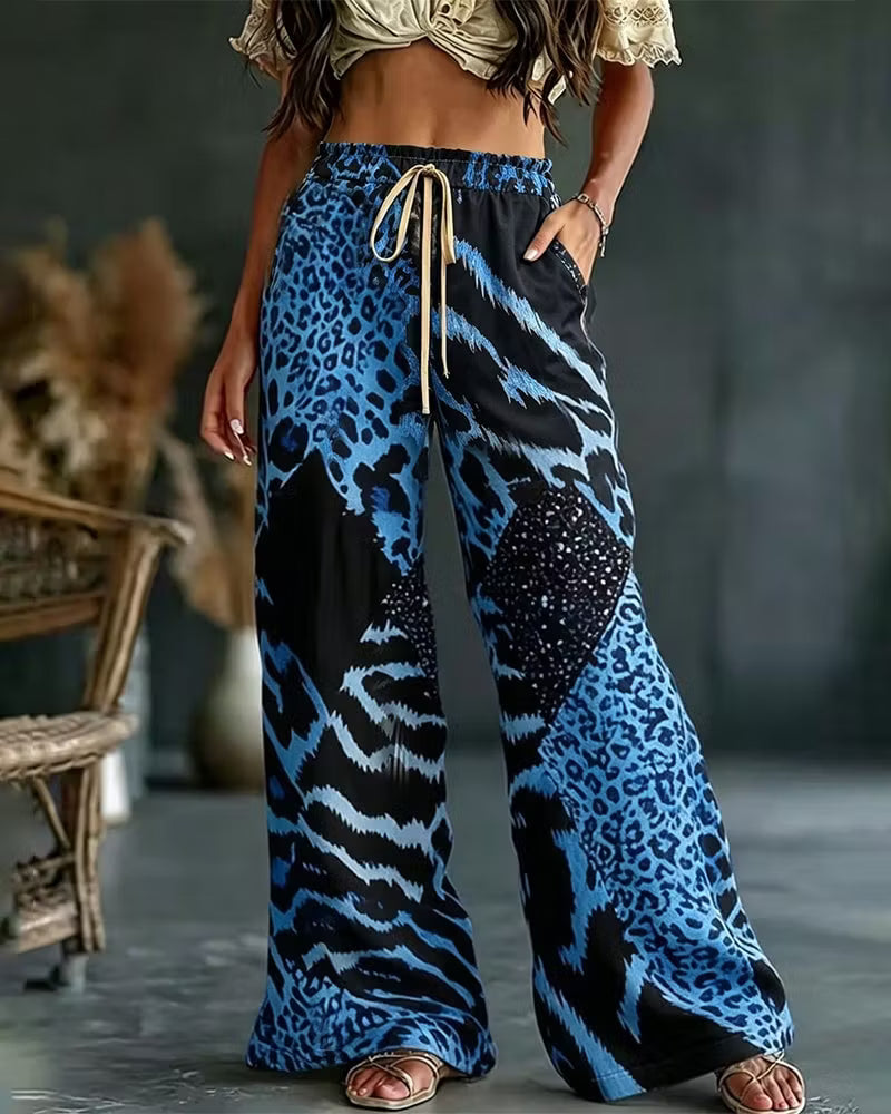 Elfrida - Weiche Wide-Leg-Hose mit Leo-Patchwork