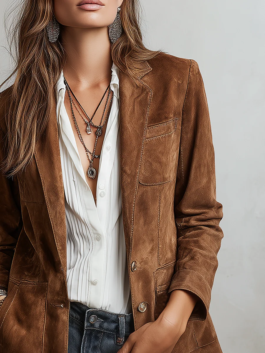 Mirevalle - Maßgeschneiderter Vintage-Wildlederblazer