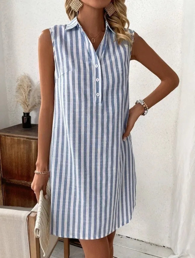 Anora - Gestreiftes Hemdblusenkleid in Soft-Touch-Qualität