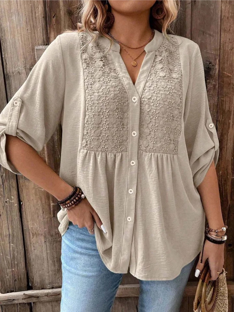 Halina - Weichgriffige Bluse mit V-Ausschnitt