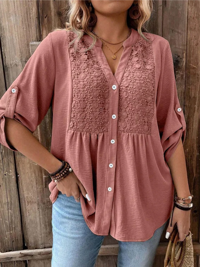 Halina - Weichgriffige Bluse mit V-Ausschnitt