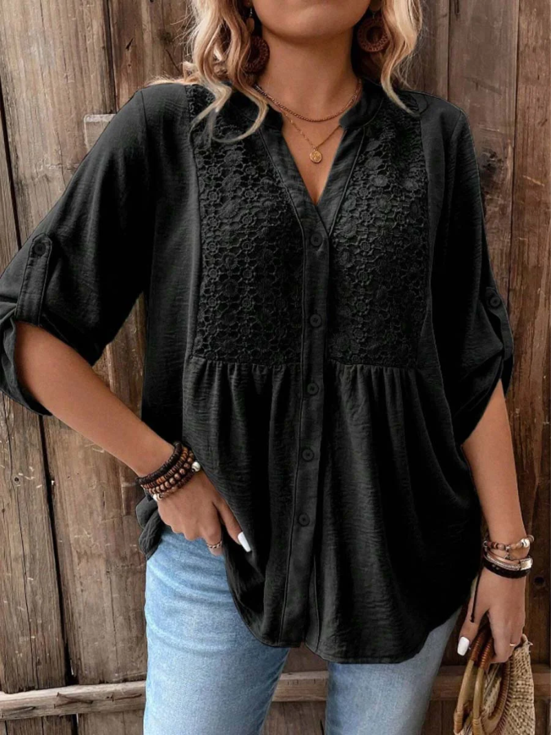 Halina - Weichgriffige Bluse mit V-Ausschnitt