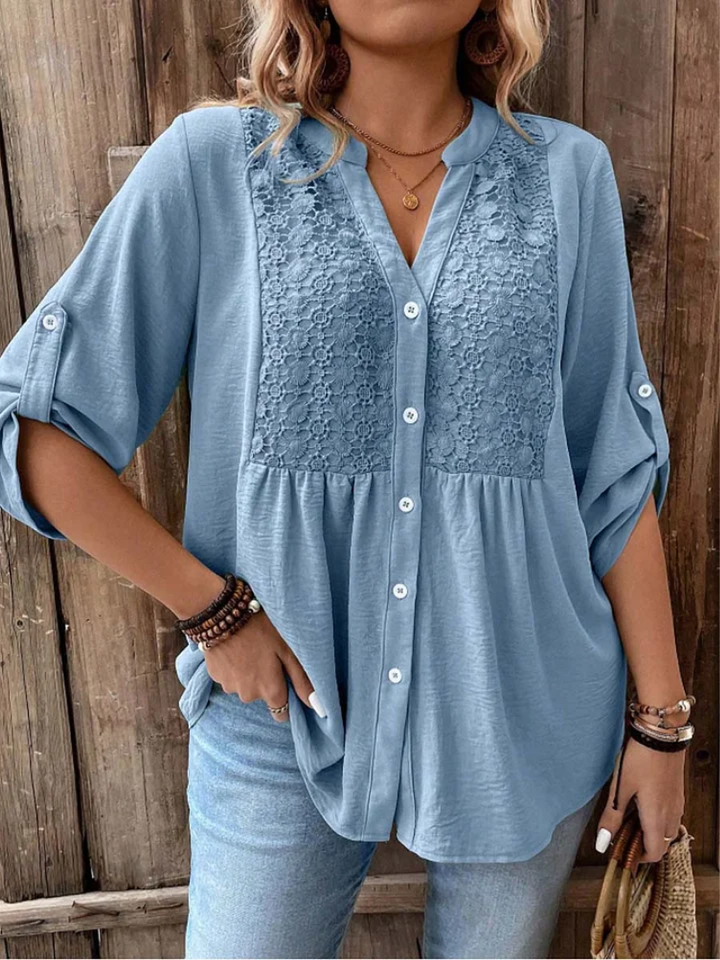 Halina - Weichgriffige Bluse mit V-Ausschnitt