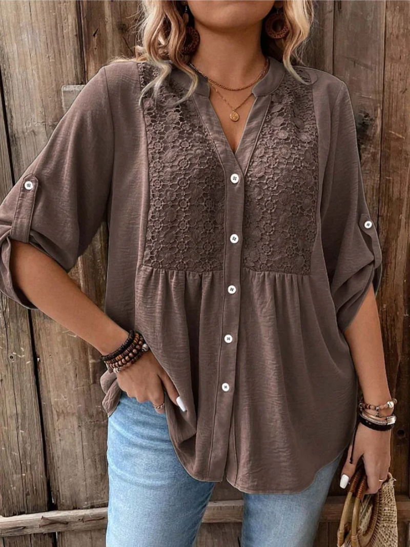 Halina - Weichgriffige Bluse mit V-Ausschnitt