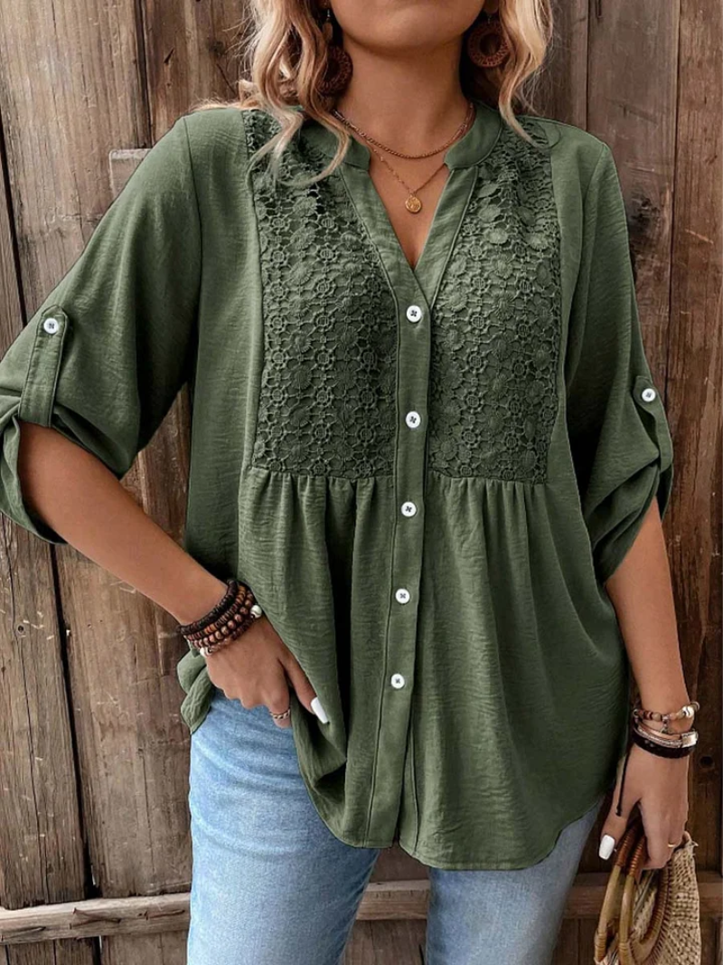 Halina - Weichgriffige Bluse mit V-Ausschnitt